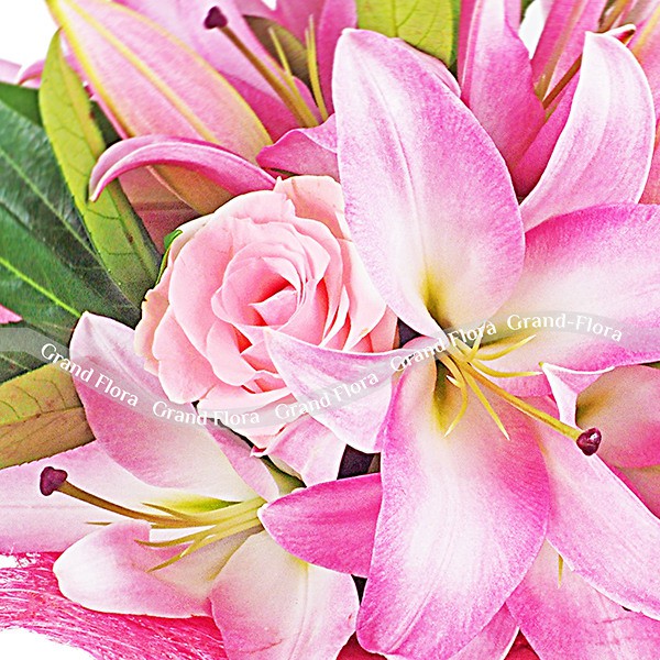 Букет роз и лилии - Розовая глазурь